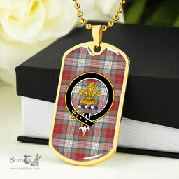 ScottishPlaid Warden Weathered Clan Tartan Dog Tag Necklace - Crest Classic Scottish Plaid Tartan Plaid
