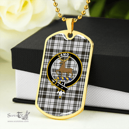 ScottishPlaid Scott (Sir Walter) Abbreviated Weathered Clan Tartan Dog Tag Necklace - Crest Classic Scottish Plaid Tartan Plaid