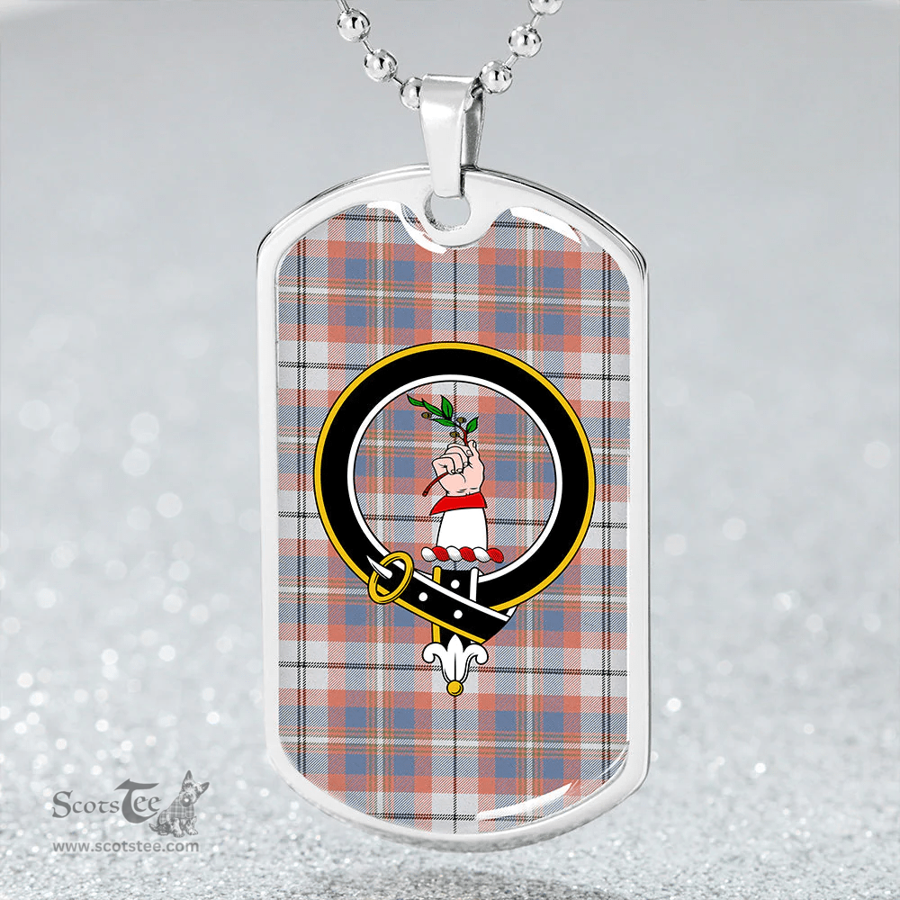 ScottishPlaid Oliver Pink Dress Weathered Clan Tartan Dog Tag Necklace - Crest Classic Scottish Plaid Tartan Plaid