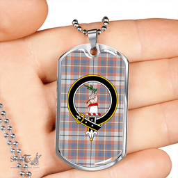 ScottishPlaid Oliver Pink Dress Weathered Clan Tartan Dog Tag Necklace - Crest Classic Scottish Plaid Tartan Plaid