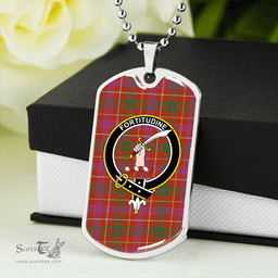 ScottishPlaid MacRae of Inverinate Ancient Clan Tartan Dog Tag Necklace - Crest Classic Scottish Plaid Tartan Plaid