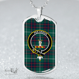 ScottishPlaid MacIntyre Hunting (Vestiarium Scoticum) Modern Clan Tartan Dog Tag Necklace - Crest Classic Scottish Plaid Tartan Plaid