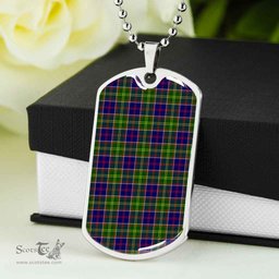 Scottish Ayrshire District Clan Tartan Dog Tag Necklace - Classic Scottish Plaid Tartan Plaid