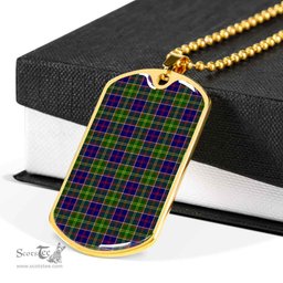 Scottish Ayrshire District Clan Tartan Dog Tag Necklace - Classic Scottish Plaid Tartan Plaid