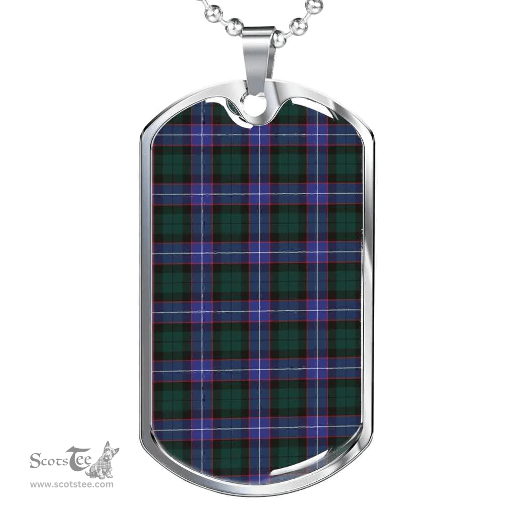 Scottish Guthrie Modern Clan Tartan Dog Tag Necklace - Classic Scottish Plaid Tartan Plaid