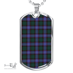 Scottish Guthrie Modern Clan Tartan Dog Tag Necklace - Classic Scottish Plaid Tartan Plaid