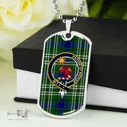 ScottishPlaid Spottiswood Clan Tartan Dog Tag Necklace - Crest Classic Scottish Plaid Tartan Plaid
