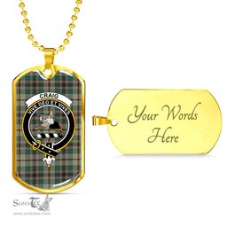 Scottish Craig Clan Tartan Dog Tag Necklace - Crest Classic Scottish Plaid Tartan Plaid