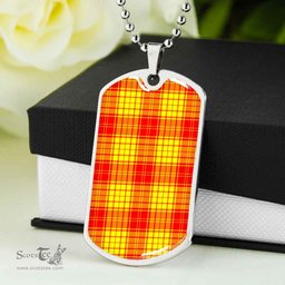 Scottish MacMillan Clan Tartan Dog Tag Necklace - Classic Scottish Plaid Tartan Plaid
