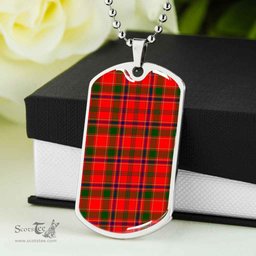 Scottish Munro Modern Clan Tartan Dog Tag Necklace - Classic Scottish Plaid Tartan Plaid