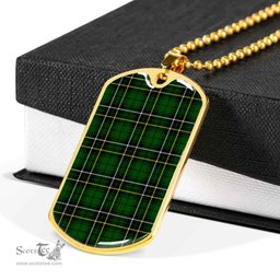 Scottish MacAlpine Modern Clan Tartan Dog Tag Necklace - Classic Scottish Plaid Tartan Plaid