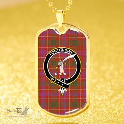 ScottishPlaid MacRae of Inverinate Ancient Clan Tartan Dog Tag Necklace - Crest Classic Scottish Plaid Tartan Plaid