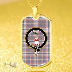ScottishPlaid Oliver Pink Dress Weathered Clan Tartan Dog Tag Necklace - Crest Classic Scottish Plaid Tartan Plaid