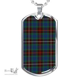 Scottish Fraser Hunting Ancient Clan Tartan Dog Tag Necklace - Classic Scottish Plaid Tartan Plaid