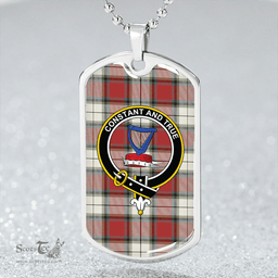 ScottishPlaid Rose Dress Weathered Clan Tartan Dog Tag Necklace - Crest Classic Scottish Plaid Tartan Plaid