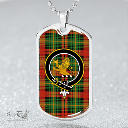 ScottishPlaid Martin Ancient Clan Tartan Dog Tag Necklace - Crest Classic Scottish Plaid Tartan Plaid