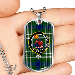 ScottishPlaid Spottiswood Clan Tartan Dog Tag Necklace - Crest Classic Scottish Plaid Tartan Plaid