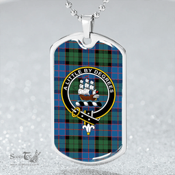 ScottishPlaid MacWilliam (Williamson) Modern Clan Tartan Dog Tag Necklace - Crest Classic Scottish Plaid Tartan Plaid