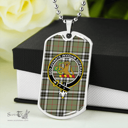 ScottishPlaid Thomson Camel (MacThomas/Thompson Camel) Weathered Clan Tartan Dog Tag Necklace - Crest Classic Scottish Plaid Tartan Plaid