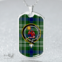 ScottishPlaid Spottiswood Clan Tartan Dog Tag Necklace - Crest Classic Scottish Plaid Tartan Plaid