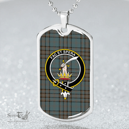 ScottishPlaid Matheson Hunting Weathered Clan Tartan Dog Tag Necklace - Crest Classic Scottish Plaid Tartan Plaid