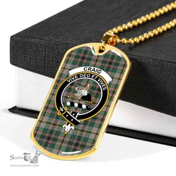 Scottish Craig Clan Tartan Dog Tag Necklace - Crest Classic Scottish Plaid Tartan Plaid