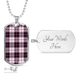 Scottish MacPherson Hunting Modern Clan Tartan Dog Tag Necklace - Classic Scottish Plaid Tartan Plaid