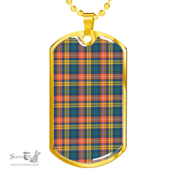 Scottish Buchanan Ancient Clan Tartan Dog Tag Necklace - Classic Scottish Plaid Tartan Plaid