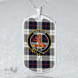 ScottishPlaid Sutherland Dress Royal Blue Modern Clan Tartan Dog Tag Necklace - Crest Classic Scottish Plaid Tartan Plaid