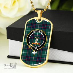 ScottishPlaid MacIntyre Hunting (Vestiarium Scoticum) Modern Clan Tartan Dog Tag Necklace - Crest Classic Scottish Plaid Tartan Plaid