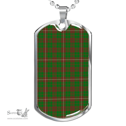 Scottish MacKinnon Hunting Modern Clan Tartan Dog Tag Necklace - Classic Scottish Plaid Tartan Plaid