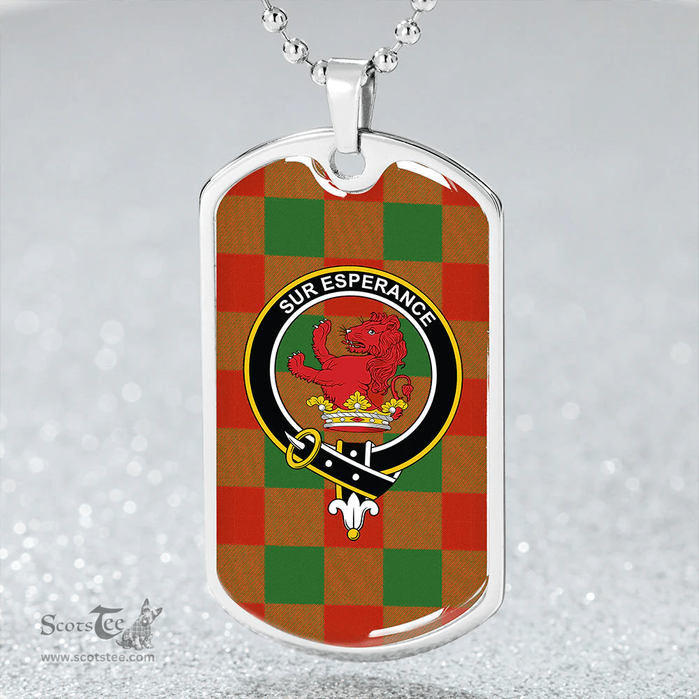 ScottishPlaid Moncrieffe Ancient Clan Tartan Dog Tag Necklace - Crest Classic Scottish Plaid Tartan Plaid