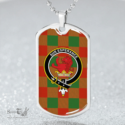 ScottishPlaid Moncrieffe Ancient Clan Tartan Dog Tag Necklace - Crest Classic Scottish Plaid Tartan Plaid
