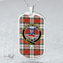 ScottishPlaid Rose Dress Ancient Clan Tartan Dog Tag Necklace - Crest Classic Scottish Plaid Tartan Plaid