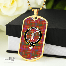 ScottishPlaid MacRae of Inverinate Ancient Clan Tartan Dog Tag Necklace - Crest Classic Scottish Plaid Tartan Plaid
