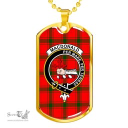 Scottish MacDonald (of Sleat) Clan Tartan Dog Tag Necklace - Crest Classic Scottish Plaid Tartan Plaid