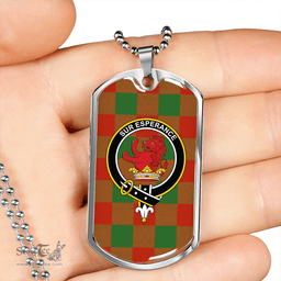 ScottishPlaid Moncrieffe Ancient Clan Tartan Dog Tag Necklace - Crest Classic Scottish Plaid Tartan Plaid