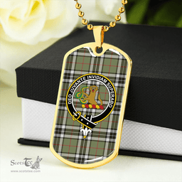ScottishPlaid Thomson Camel (MacThomas/Thompson Camel) Weathered Clan Tartan Dog Tag Necklace - Crest Classic Scottish Plaid Tartan Plaid