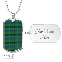 Scottish Henderson Ancient Clan Tartan Dog Tag Necklace - Classic Scottish Plaid Tartan Plaid