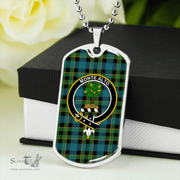 ScottishPlaid Mowat Ancient Clan Tartan Dog Tag Necklace - Crest Classic Scottish Plaid Tartan Plaid