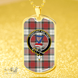 ScottishPlaid Rose Dress Weathered Clan Tartan Dog Tag Necklace - Crest Classic Scottish Plaid Tartan Plaid
