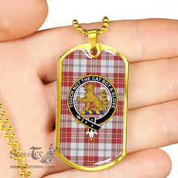 ScottishPlaid MacPherson Dress Burgundy Weathered Clan Tartan Dog Tag Necklace - Crest Classic Scottish Plaid Tartan Plaid