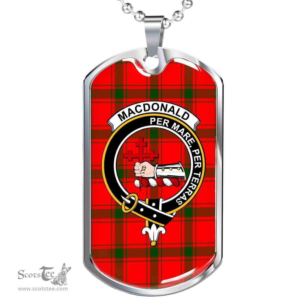 Scottish MacDonald (of Sleat) Clan Tartan Dog Tag Necklace - Crest Classic Scottish Plaid Tartan Plaid