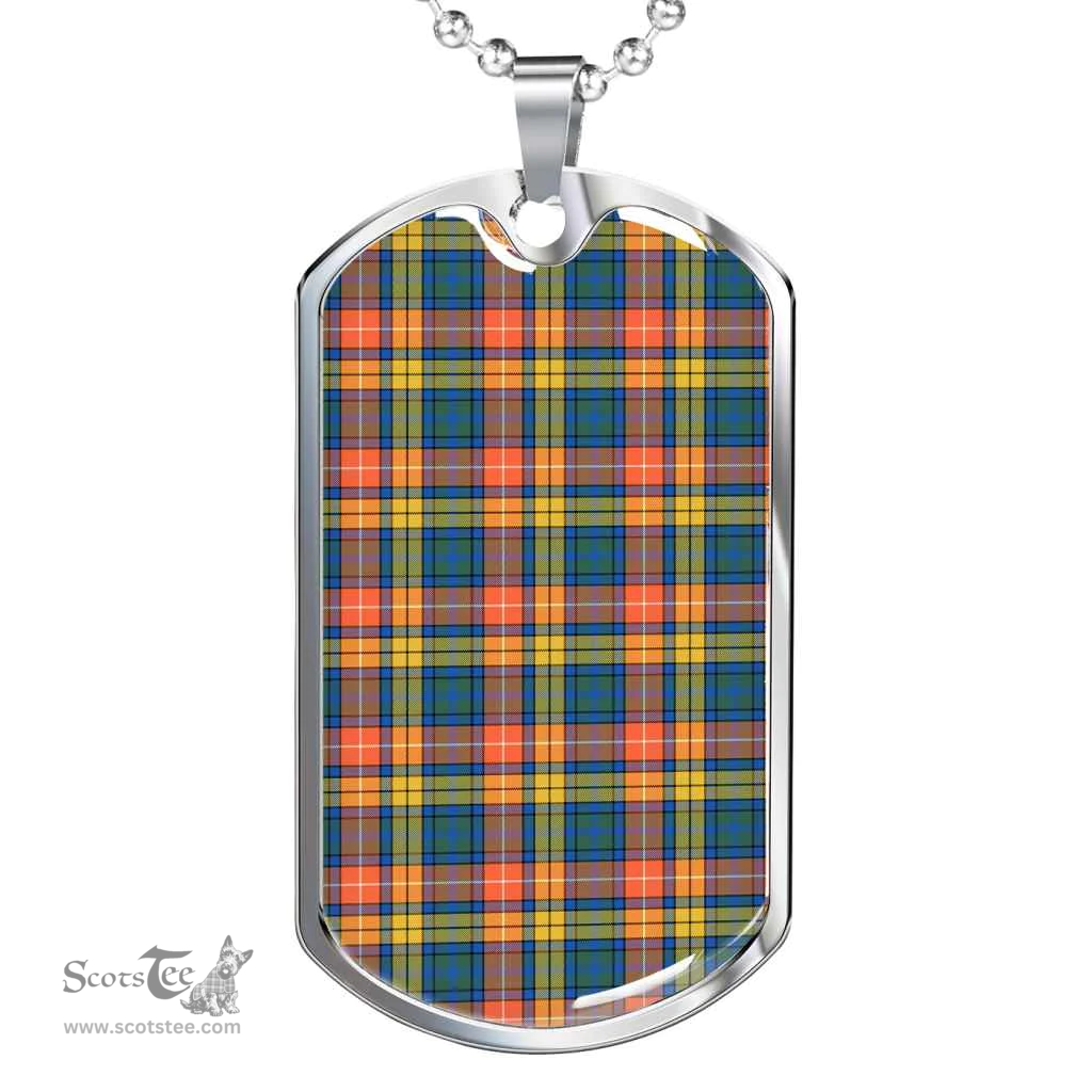 Scottish Buchanan Ancient Clan Tartan Dog Tag Necklace - Classic Scottish Plaid Tartan Plaid