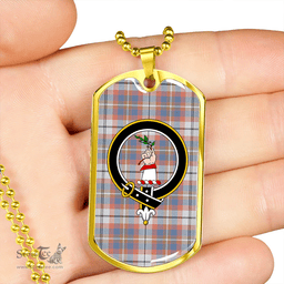 ScottishPlaid Oliver Pink Dress Weathered Clan Tartan Dog Tag Necklace - Crest Classic Scottish Plaid Tartan Plaid