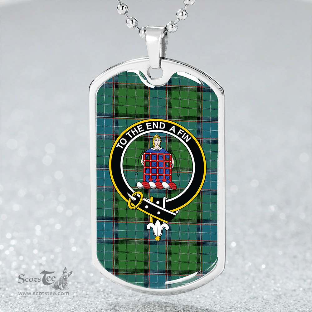 ScottishPlaid Storrie Ancient Clan Tartan Dog Tag Necklace - Crest Classic Scottish Plaid Tartan Plaid