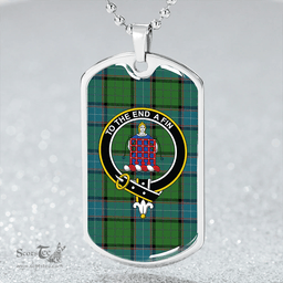 ScottishPlaid Storrie Ancient Clan Tartan Dog Tag Necklace - Crest Classic Scottish Plaid Tartan Plaid