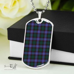 Scottish Guthrie Modern Clan Tartan Dog Tag Necklace - Classic Scottish Plaid Tartan Plaid