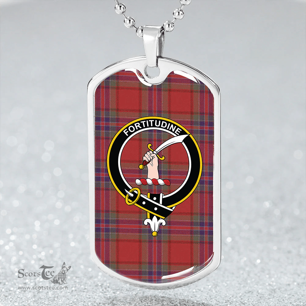 ScottishPlaid MacRae of Ardentoul Weathered Clan Tartan Dog Tag Necklace - Crest Classic Scottish Plaid Tartan Plaid