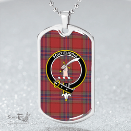 ScottishPlaid MacRae of Ardentoul Weathered Clan Tartan Dog Tag Necklace - Crest Classic Scottish Plaid Tartan Plaid